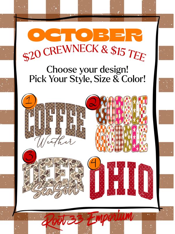 Monthly Crewneck Tee Sale OCTOBER