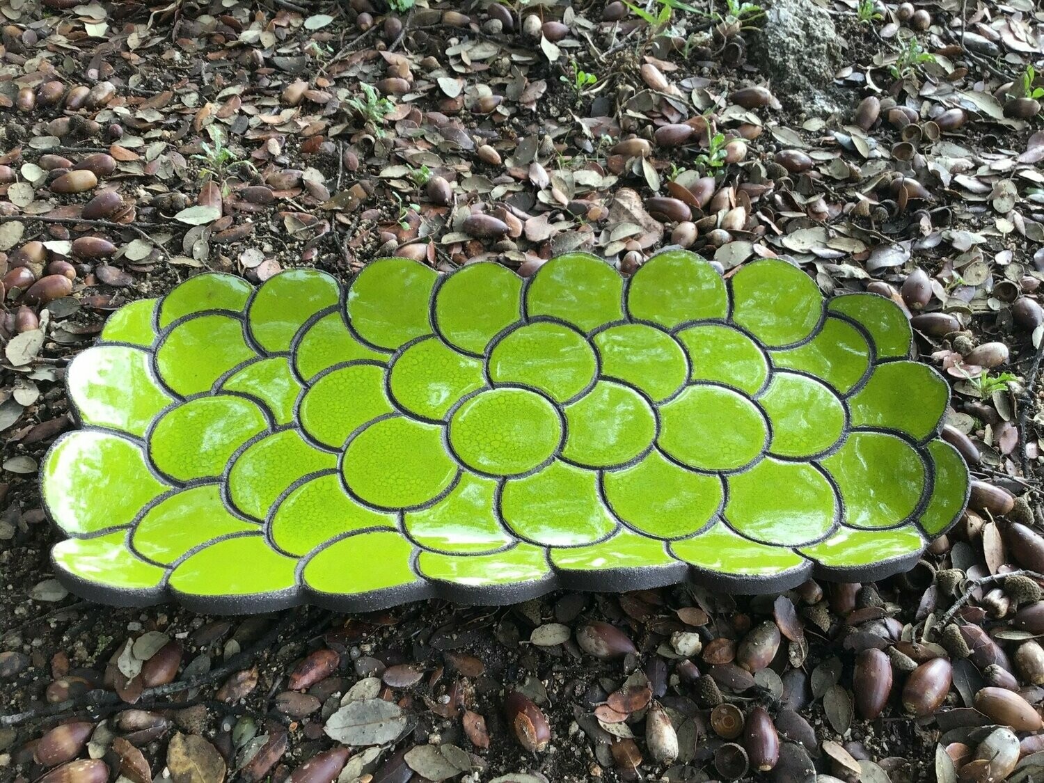 Bandeja Alargada Círculos Verde.  40 cm x 20 cm.