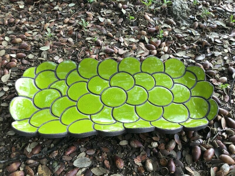 Bandeja Alargada Círculos Verde.  40 cm x 20 cm.