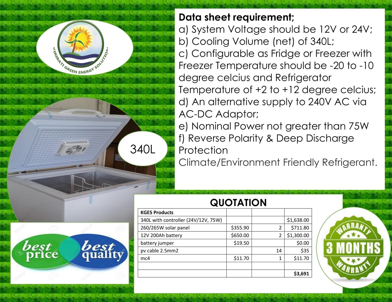 Solar Freezer Set 340 Liter