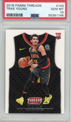 2018-19 Panini Threads Trae Young RC Card #143 PSA 10 GEM MINT