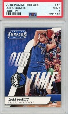 2018-19 Panini Threads Luka Doncic Our Time Card #15 PSA 9 MINT