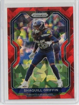 2020 Panini Prizm NFL Shaquill Griffin Red Cracked Ice Card #298