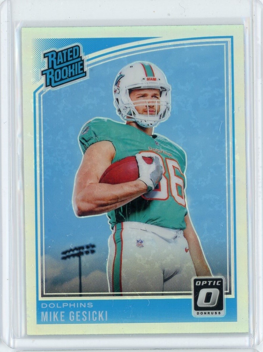 2018 Panini Donruss Optic NFL Mike Gesicki Rated Rookie Silver Prizm Card #187
