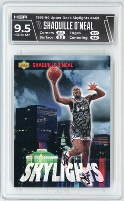 1993-94 Upper Deck Basketball Shaquille O'Neal Skylights Card #469 HGA 9.5