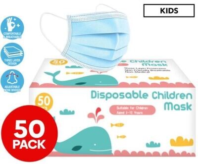Disposable children face mask 50 pack