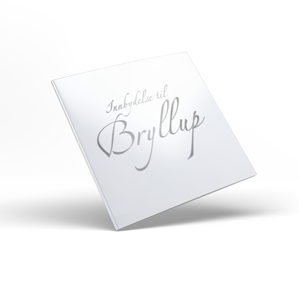 White Satin bryllup innbydelse  12x12cm