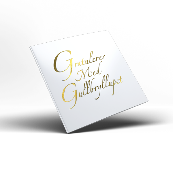 White Satin gullbryllup gratulerer  12x12cm