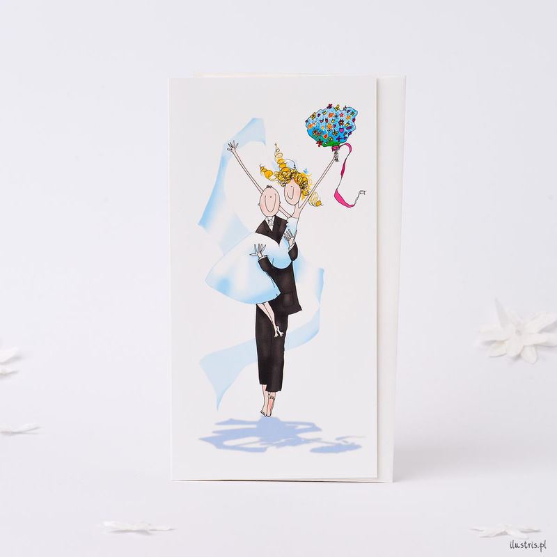 Ilustris Bryllupskort 9x17cm