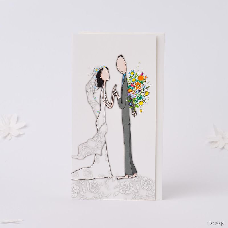 Ilustris Bryllupskort 9x17cm