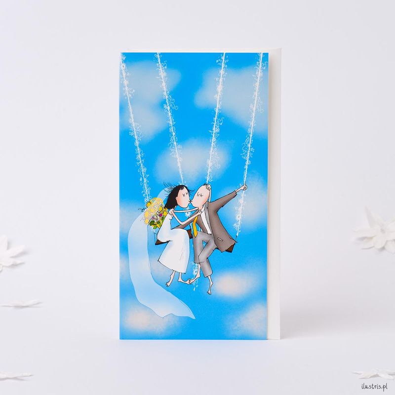 Ilustris Bryllupskort 9x17cm