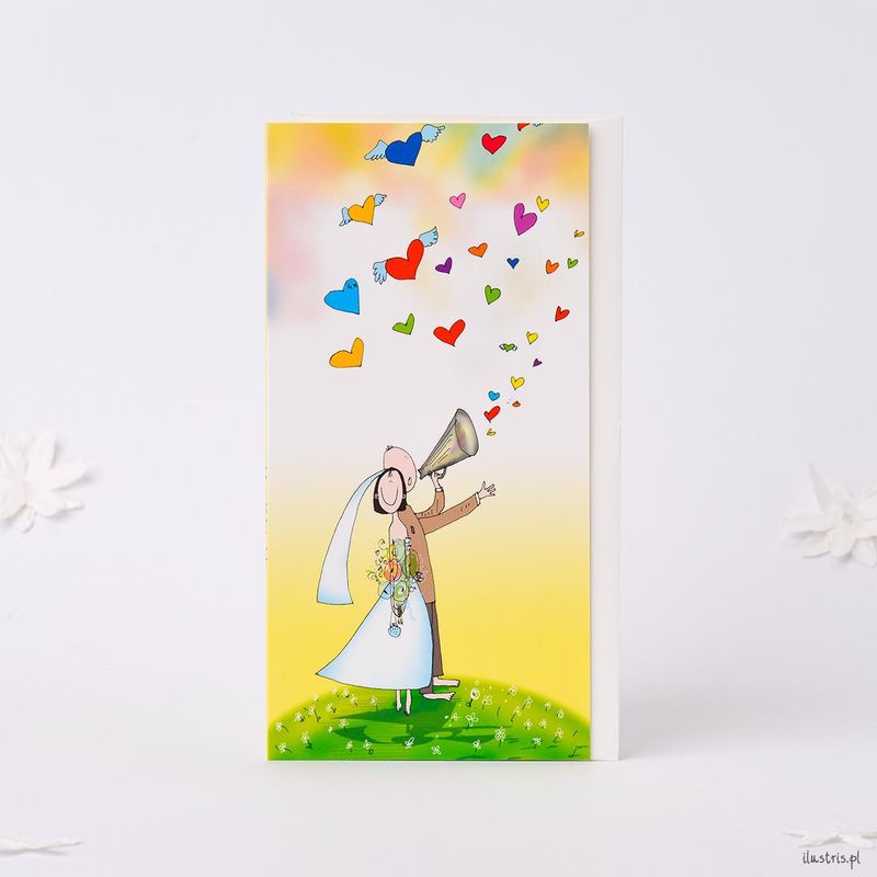 Ilustris Bryllupskort 9x17cm