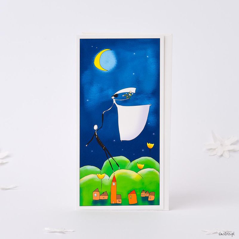 Ilustris Bryllupskort 9x17cm