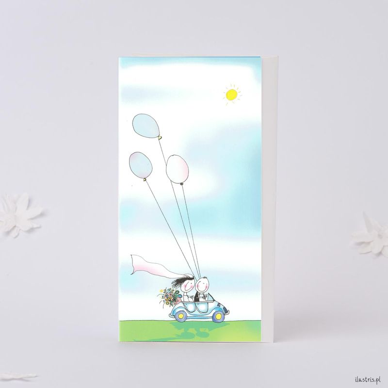 Ilustris Bryllupskort 9x17cm