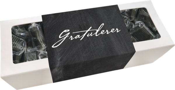 Karamell Norsk Tekst "Gratulerer" Lakris