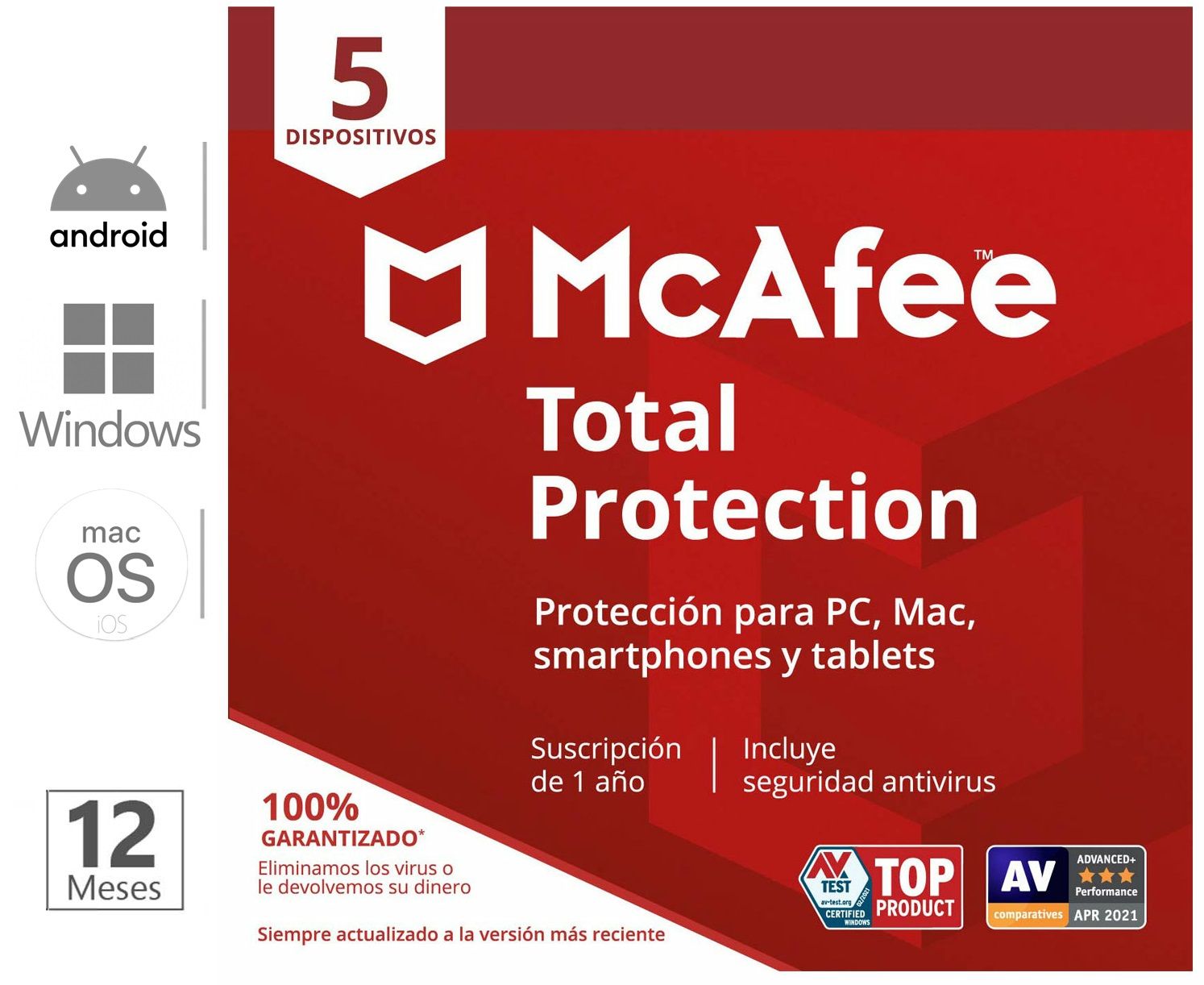 PIN McAfee Total Protection 5 Dispositivos 1 Año
