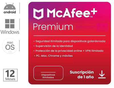 PIN McAfee Premium Individual Dispositivos Ilimitados 1 Año