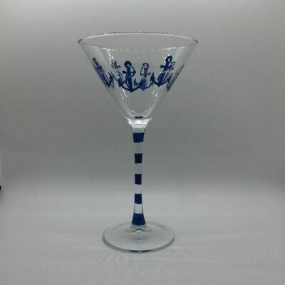 Martini Glass “Party Girl” 7oz Hand Painted New with Tags Corkscrew Stem 8  H