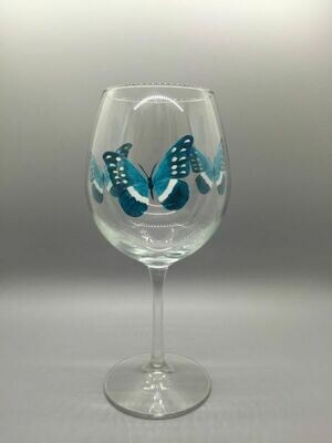 Butterfly Painted Red Wine Glass