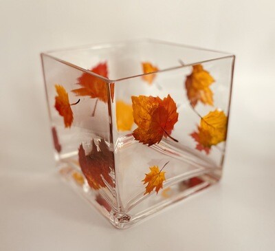 Autumn Leaves, Hand Painted Vase/Candle Holder