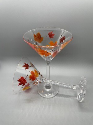 Fall Leaves, Crystal Glass, 8 oz