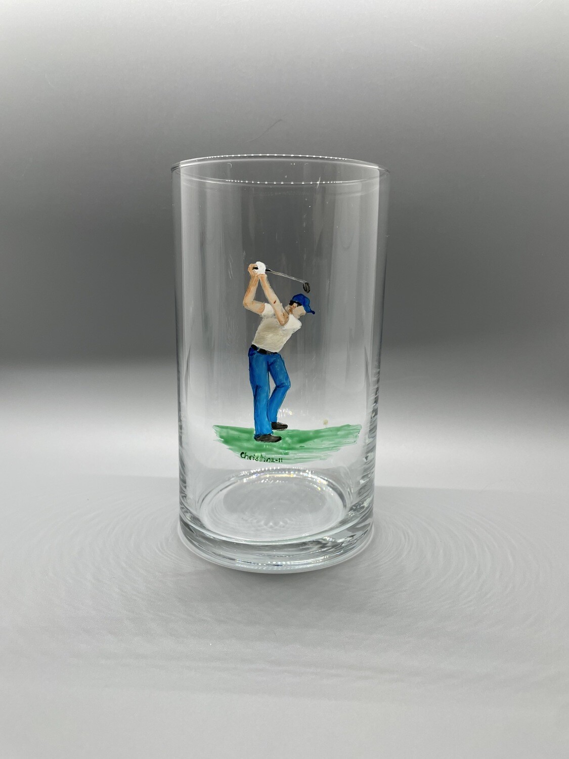 Male Golfer, Hand Painted Cylindrical Vase