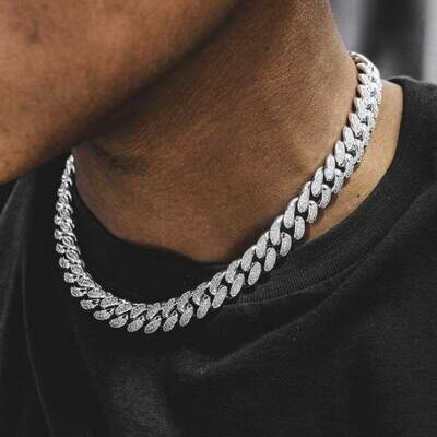 12MM WHITE GOLD CUBAN CHAIN