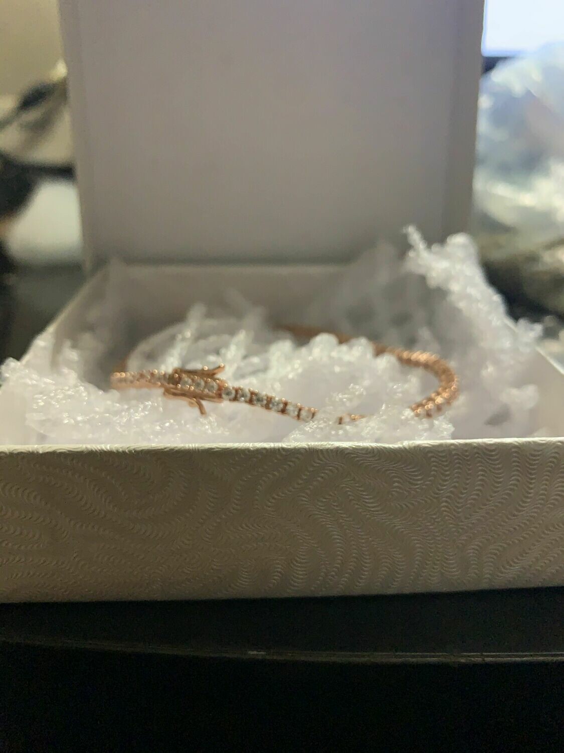 2mm Rose gold on solid 925 sterling silver + 3ct lab moissanites tennis bracelet