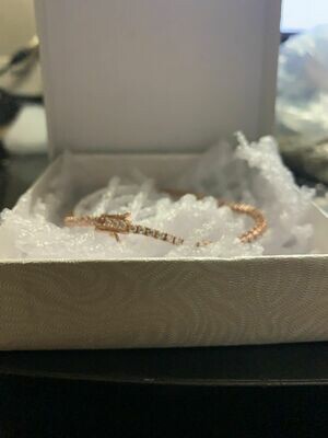 2mm Rose gold on solid 925 sterling silver + 3ct lab moissanites tennis bracelet