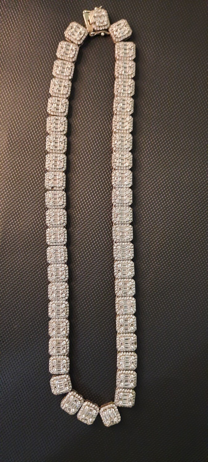 925 Sterling Silver cluster chain with VVS lab diamonds