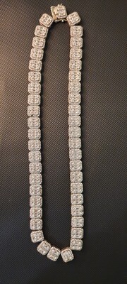 925 Sterling Silver cluster chain with VVS lab diamonds