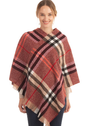 Plaid Check Poncho