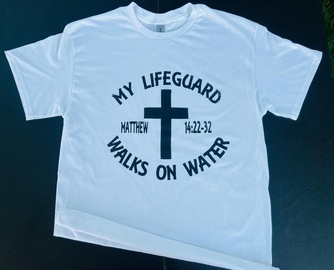 MY LIFEGUARD WALKS ON WATER, SIZE: S, COLORS: WHITE