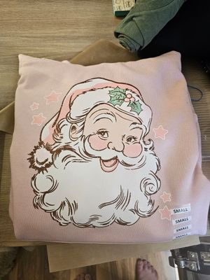Retro santa on blush hoodie