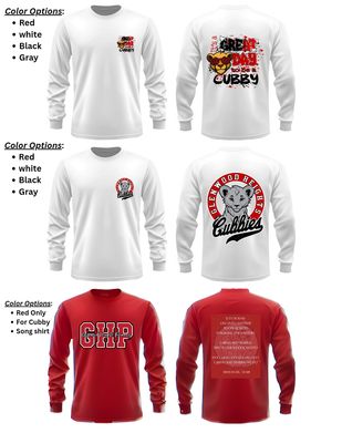 Glenwood Heights LONG SLEEVE Tshirts Designs 1, 2, 3 front and back designs