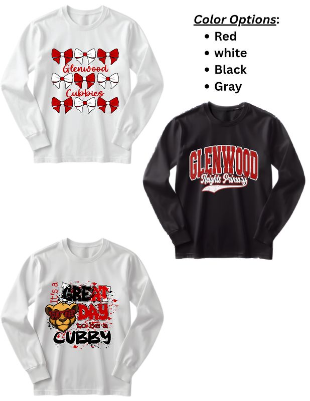 Glenwood Heights LONG SLEEVE Tshirts Designs 4,5,6 Front Only