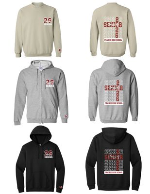 2026 Prairie 26 Senior w/stacked prairie on back Sweatshirts