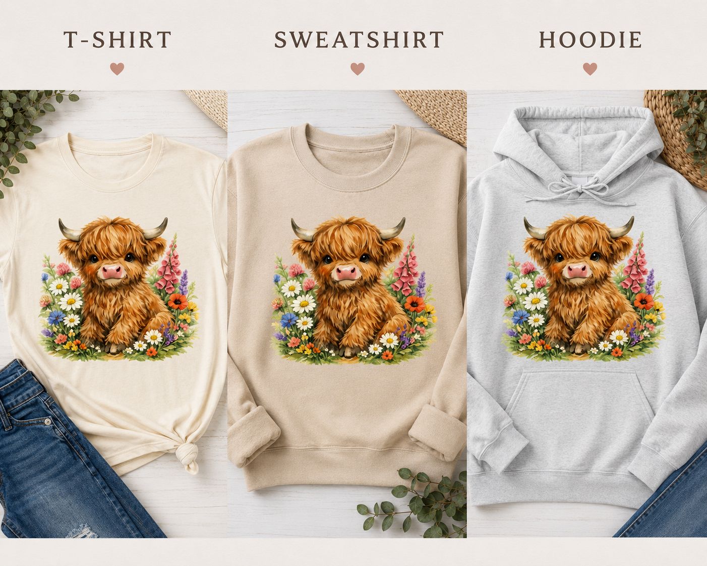 Highland Cow &amp; Wildflower design