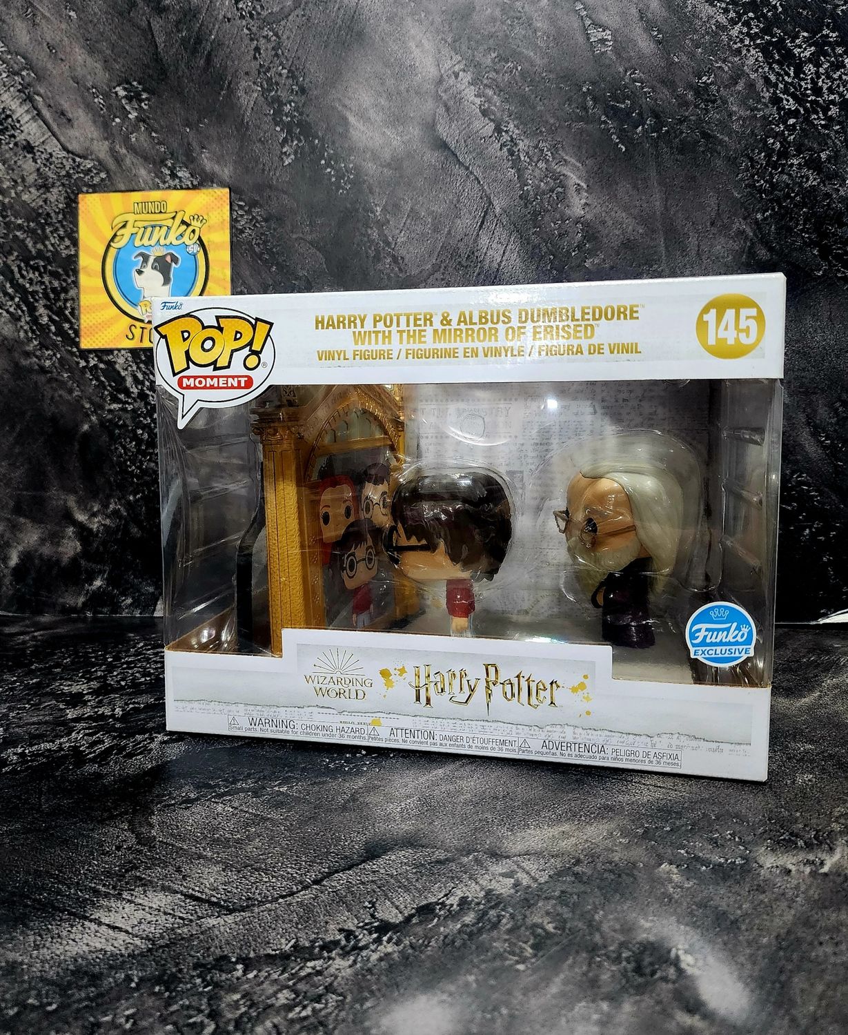 Funko pop! Harry y Dumbledore frente al espejo