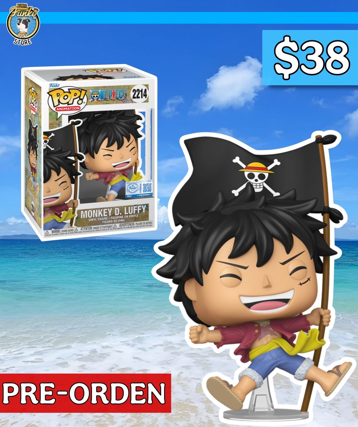 PRE-ORDEN Funko pop! Luffy con Bandera