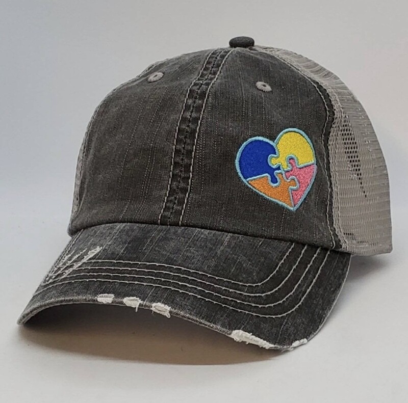 Autism Puzzle Piece Heart Cap