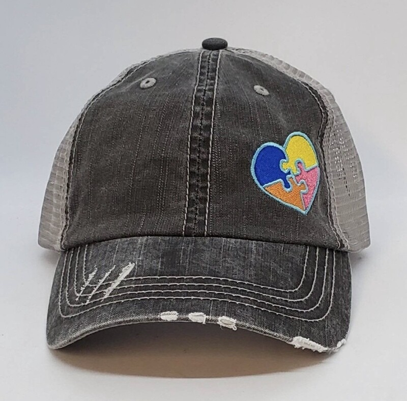 Autism Puzzle Piece Heart Cap