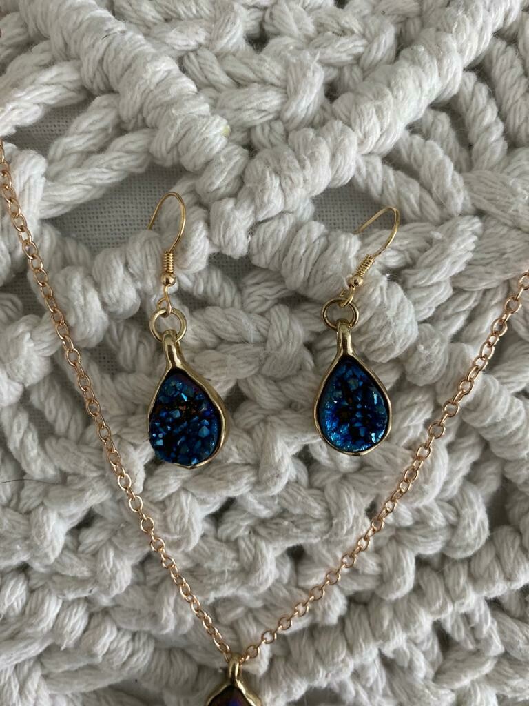 Genuine Stone Necklace and Earring Set