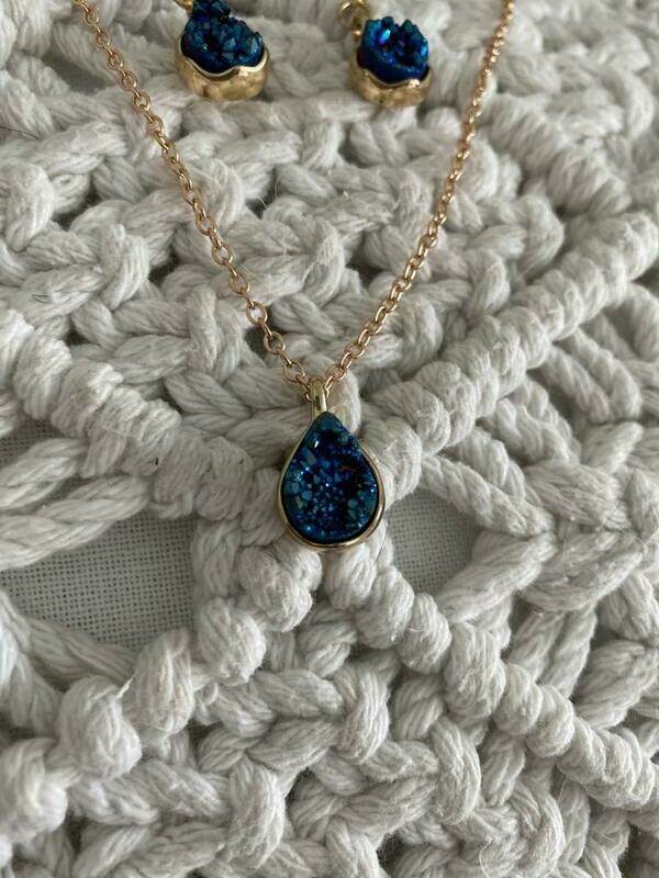 Genuine Stone Necklace and Earring Set