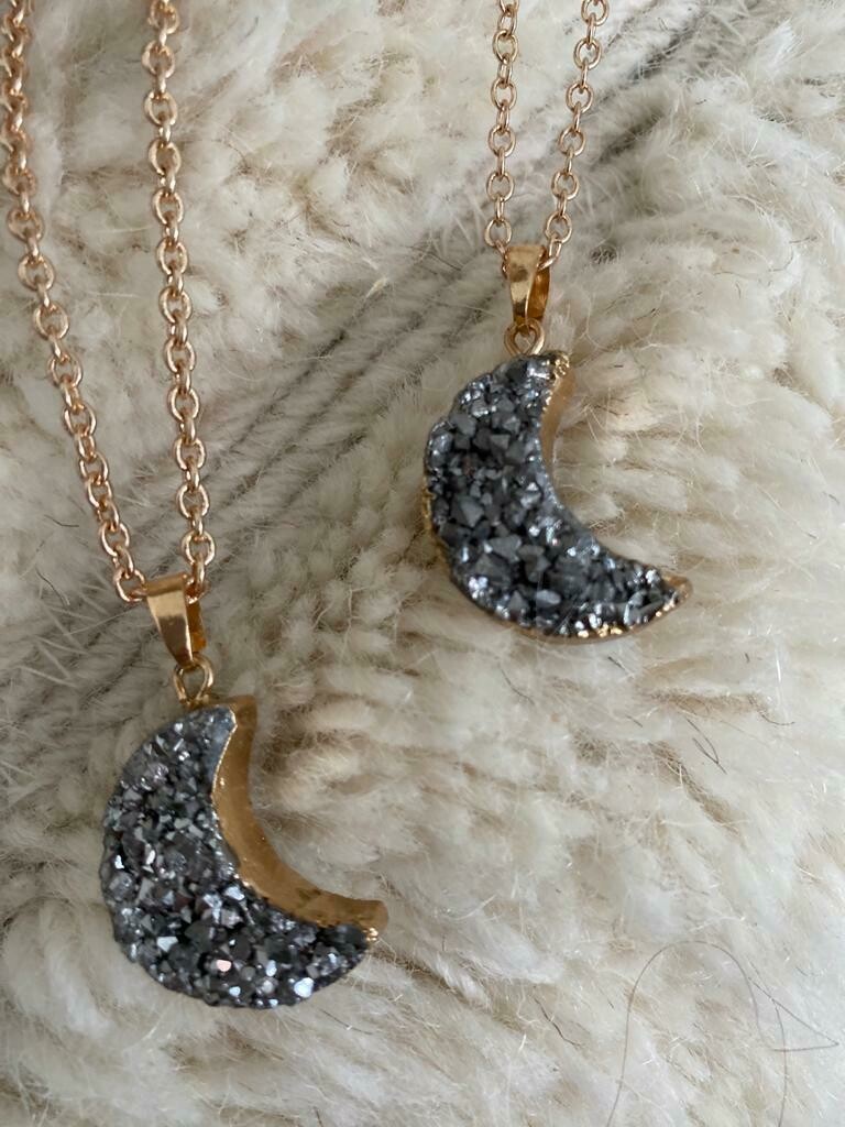 Genuine Stone Moon Necklace