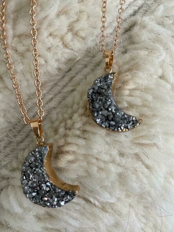 Genuine Stone Moon Necklace