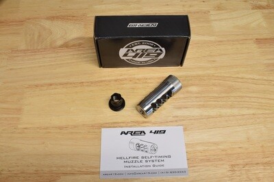 AREA419 Hellfire Match 6mm Self Timing Muzzle Brake Stainless