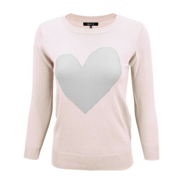 Blush Grey Heart Sweater
