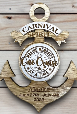 10 Cruise Ship Anchor Fridge Magnets - Cruise Gift Exchange PACK - Custom Personalized - Laser Cut and Engraved