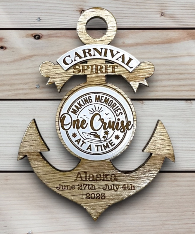10 Cruise Ship Anchor Fridge Magnets - Cruise Gift Exchange PACK - Custom Personalized - Laser Cut and Engraved